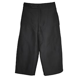 Pantalones anchos de lana y seda negra - Lanvin