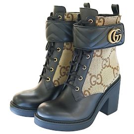 Gucci Damen Stiefeletten aus Stoff Beige
