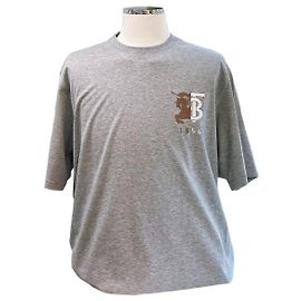 Burberry Grau gesticktes Logo T-Shirt