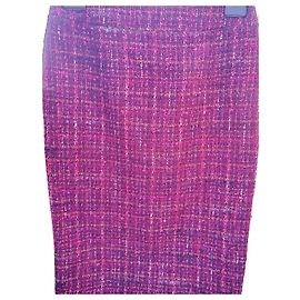 Luisa Spagnoli Falda de Tweed Burdeos Premium en Algodón, Acrílico y Lana