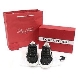 Roger Vivier Schwarze Leder Viv Skate Damen Sneaker