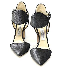 Jimmy Choo Grau Kristall Samt Riemchenpumps für Damen