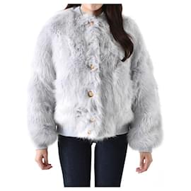 Chaqueta Bomber de Piel Sintética Azul - Balmain