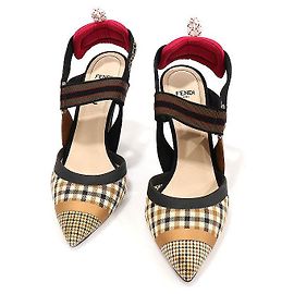 Fendi Sapatos slingback de salto Colibri em lã multicolorida para mulheres