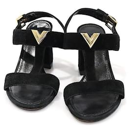 Louis Vuitton Sandali da donna BAHIANA in suede nero con cinturino