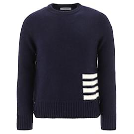 Maglione Rayé Intarsia Donegal Blu Marino - Thom Browne