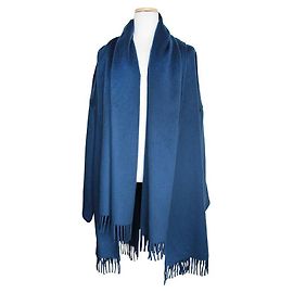 Salvatore Ferragamo Blauer Fransen-Schal Cashmere-Mantel (Einheitsgröße)