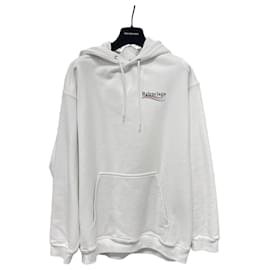 Balenciaga Felpa con stampa logo onda bianca a maniche lunghe