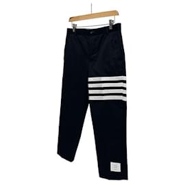 Thom Browne Pantaloni Chino Classici in Cotone con Bracciale Diagonale per Uomo - Blu Marino