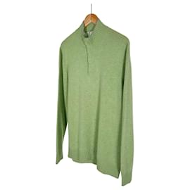 Brunello Cucinelli Herren Cashmere Pullover mit halbem Reißverschluss in Grün