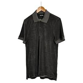 T-Shirt mit Polo-Kragen aus Frottee kurzärmelig khaki - Tom Ford