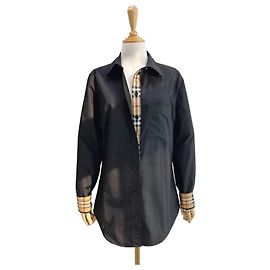 Burberry Camisa de Mujer Check Point LAPWING Negra de Algodón