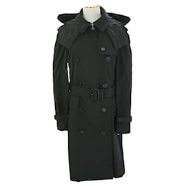 Burberry Trenchcoat aus Polyester Schwarz mit Kapuze Regenmantel