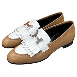 Königliche Bicolor-Loafer Naturweiß Silber - Hermès