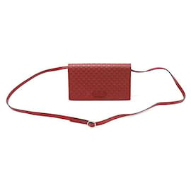 Borsa a tracolla in pelle Microguccissima con logo GG rosso