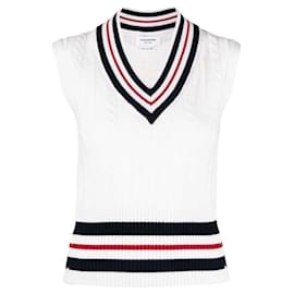 Thom Browne Cashmere RWB Kabelkragen-Weste