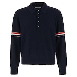 Thom Browne Woll Polo mit Entspannten Arm-Bändern