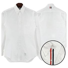 Thom Browne Camicia Plaque in Grosgrain con Tre Strisce