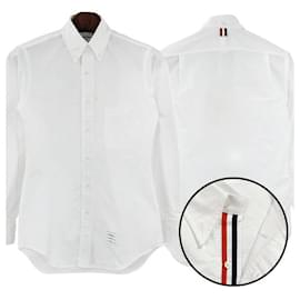 Camicia con placca in gros-grain a tre strisce bianca - Thom Browne