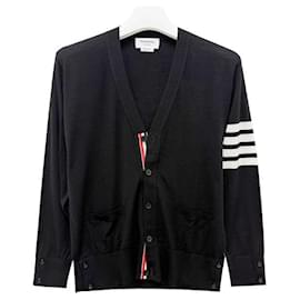 Thom Browne Cardigan aus Merinowolle mit diagonalen Streifen