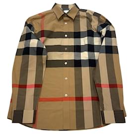Camicia da uomo in cotone stretch a quadri - Burberry