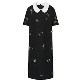 Vestido de suéter con cuello adornado - Tory Burch