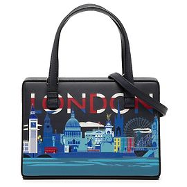 LOEWE Borsa a mano postal London in pelle blu piccola