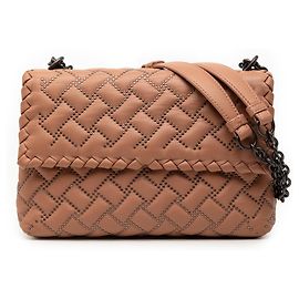 Bottega Veneta Braune Kleine Nappa Intrecciato Studded Olimpia Schultertasche