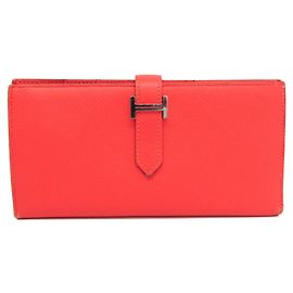 Hermès Hermes Bearn Soufflé Long Wallet in Salmon Pink
