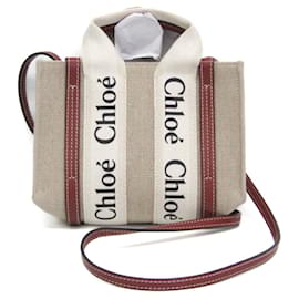 Borsa a Spalla Chloé Woody Mini Beige Chiaro
