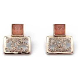 NEUE CHANEL CC LOGO QUADRAT NUMMER 5 ROSA STEIN OHRRINGE - Chanel