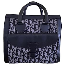 Borsa Dior Trotter in tela monogrammata e pelle nera