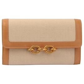 Saint Laurent Le Maillon Wallet on Chain Tela Beige e Pelle