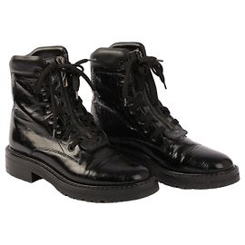 Botas de combate Saint Laurent William de cuero negro 38,5