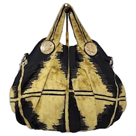 Borsa Hobo Hysteria in Velluto Gucci Nero/Giallo