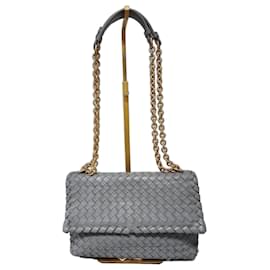 Bottega Veneta Intrecciato Große Olimpia Tasche Grau