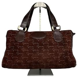 Borsa a mano in suede monogramma Givenchy vintage marrone