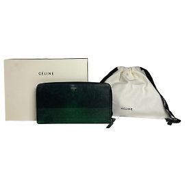 Céline Vintage Celine Paria Leather Zippy Wallet Green
