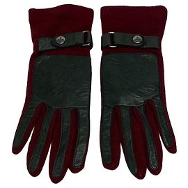 Guanti in pelle e lana vintage Vivienne Westwood Rosso Argento M