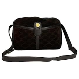 Borsa a tracolla in suede monogramma vintage Celine Paris marrone - Céline