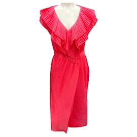 Fuchsia 2021 Rüschensilk-Chiffon Cocktailkleid von Chanel