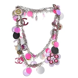 Collana Cintura DOUBLE XL Rosa Fucsia Lavanda Neon CC Chanel 04S Ultra Rara Dichiarazione