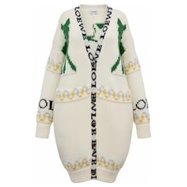 Loewe Logo Long Cardigan Cream Mohair Wool
