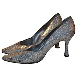 Stuart Weitzman metallic pumps silvery leather size 38.5 IT