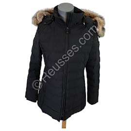 Autre Marque Wellensteyn mittellange schwarze Jacke L – Abnehmbarer Pelzkragen – Doppelter Reißverschluss