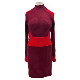 Autre Marque Bordeaux-rot Strickkleid aus Kaschmir