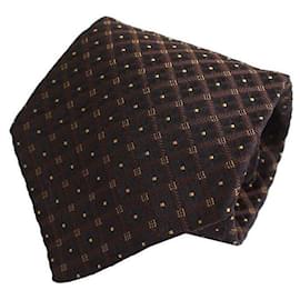 Cravatta tessuta a motivo check nero e oro - Kiton