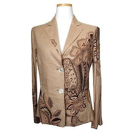 Valentino Sprayline Sand Beige Linen Jacket