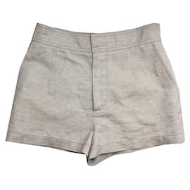 Pantaloni corti in lino e cotone color avena - Chloé
