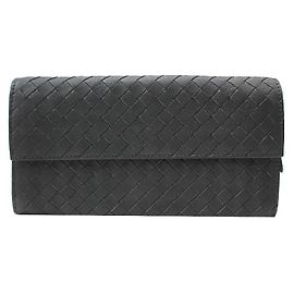 Cartera larga tejida gris carbón Bottega Veneta